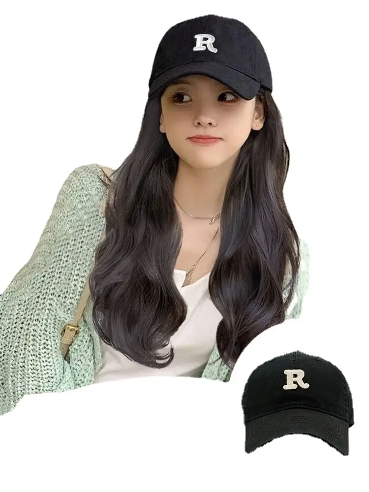 Women's R-Letter Long Curly Hair Cap Autumn Winter 2022 - Image 13