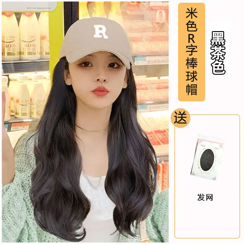 Women's R-Letter Long Curly Hair Cap Autumn Winter 2022 - Image 3