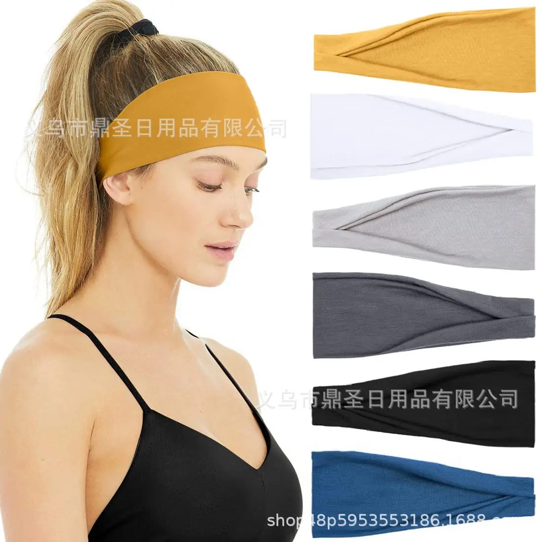 European American Korean Style Solid Color Sports Yoga Headband — feature 3