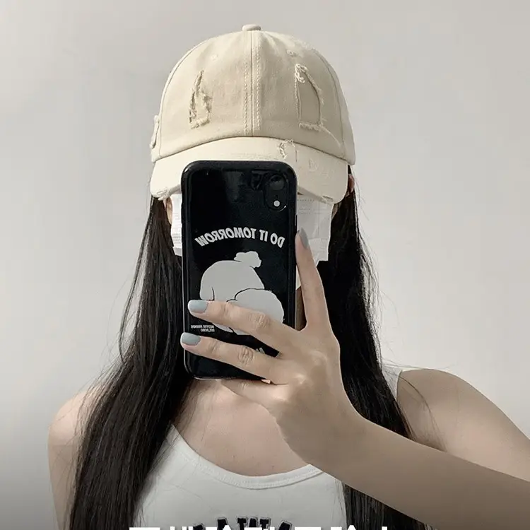 White Unisex Baseball Cap with Duckbill Design