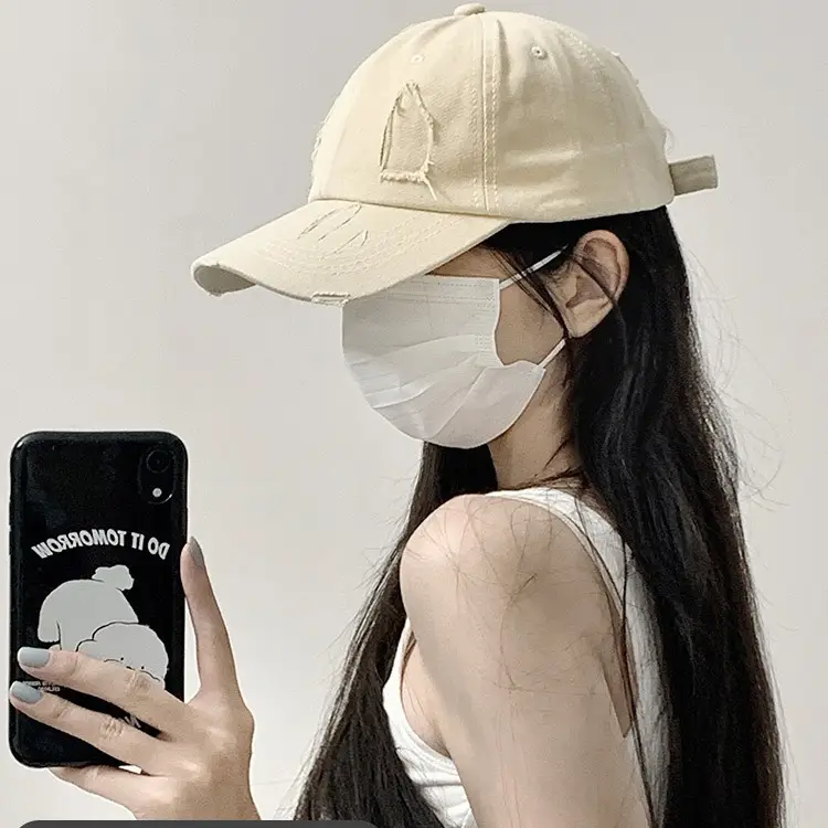 White Unisex Baseball Cap with Duckbill Design