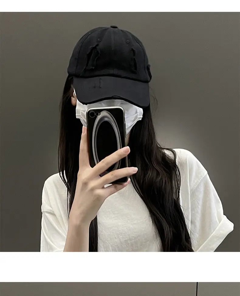 White Unisex Baseball Cap with Duckbill Design — feature 14