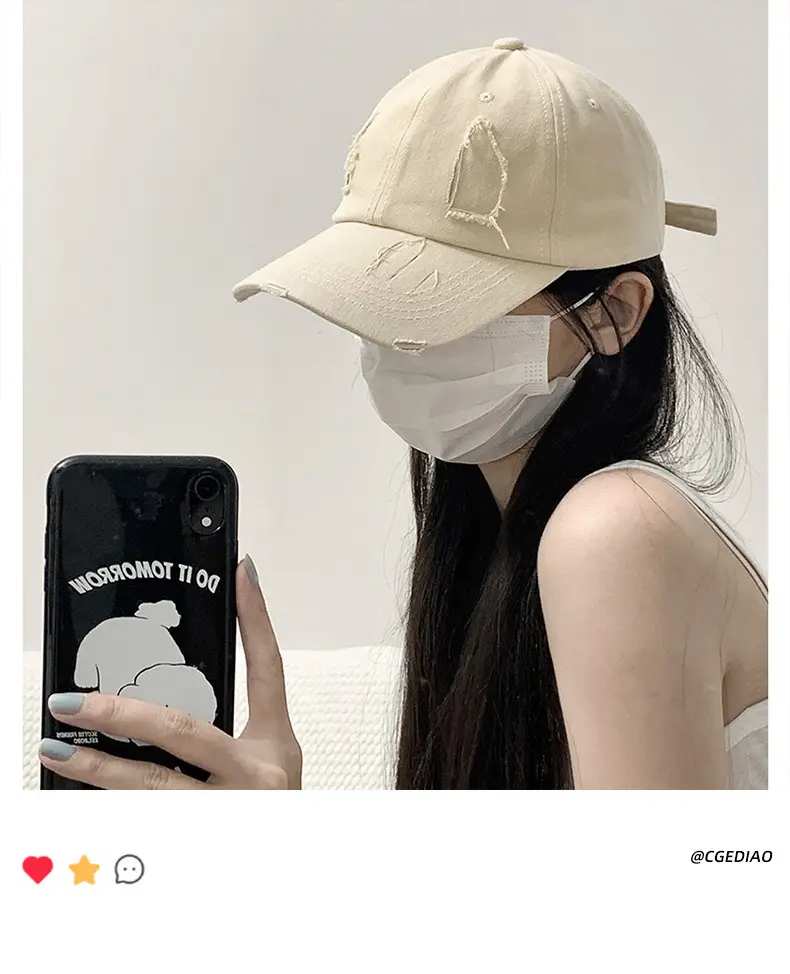 White Unisex Baseball Cap with Duckbill Design — feature 3