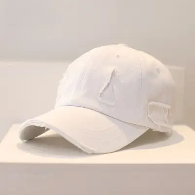 White Unisex Baseball Cap with Duckbill Design