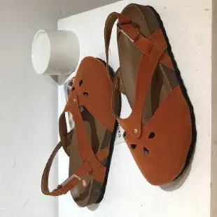 Women Cross Strap Flip Flops Plus Size Brown