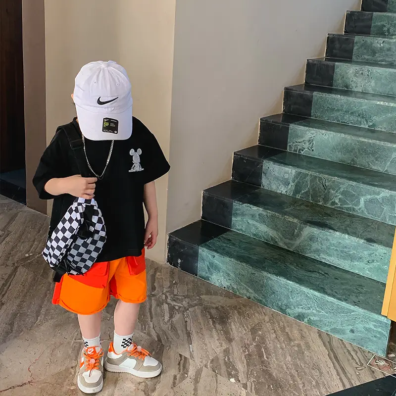 2025 Summer Boys T-Shirt White Purple Graphic Casual Top - Image 4