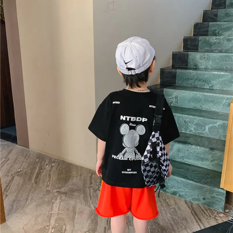 2025 Summer Boys T-Shirt White Purple Graphic Casual Top - Image 5