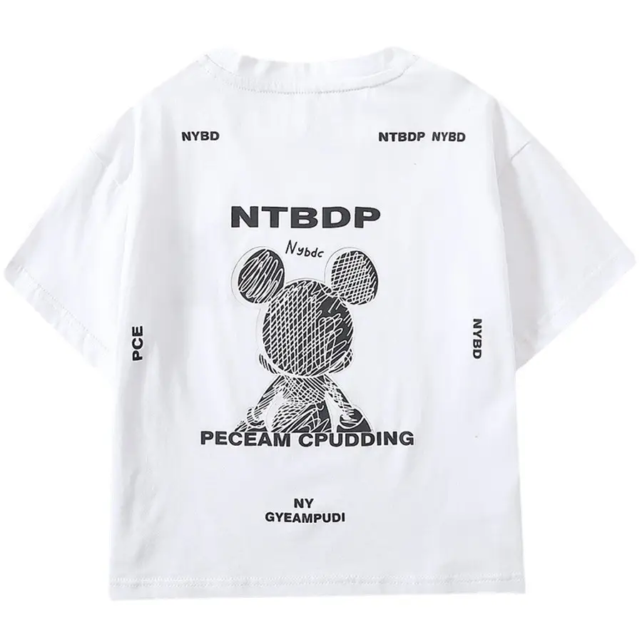 2025 Summer Boys T-Shirt White Purple Graphic Casual Top - Image 7