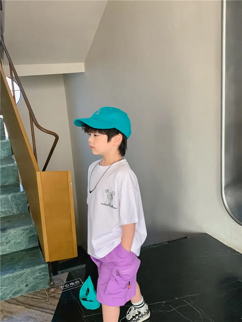2025 Summer Boys T-Shirt White Purple Graphic Casual Top — feature 11