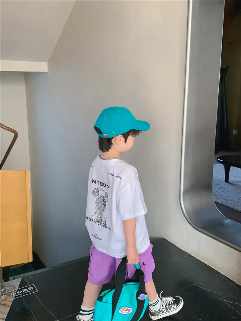 2025 Summer Boys T-Shirt White Purple Graphic Casual Top — feature 12