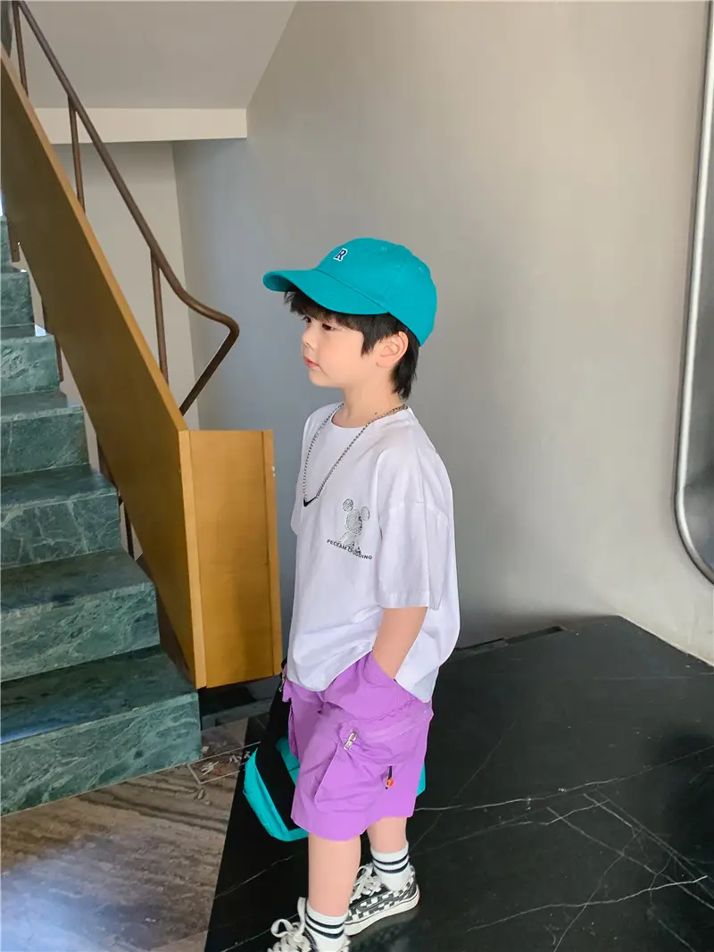 2025 Summer Boys T-Shirt White Purple Graphic Casual Top — feature 13