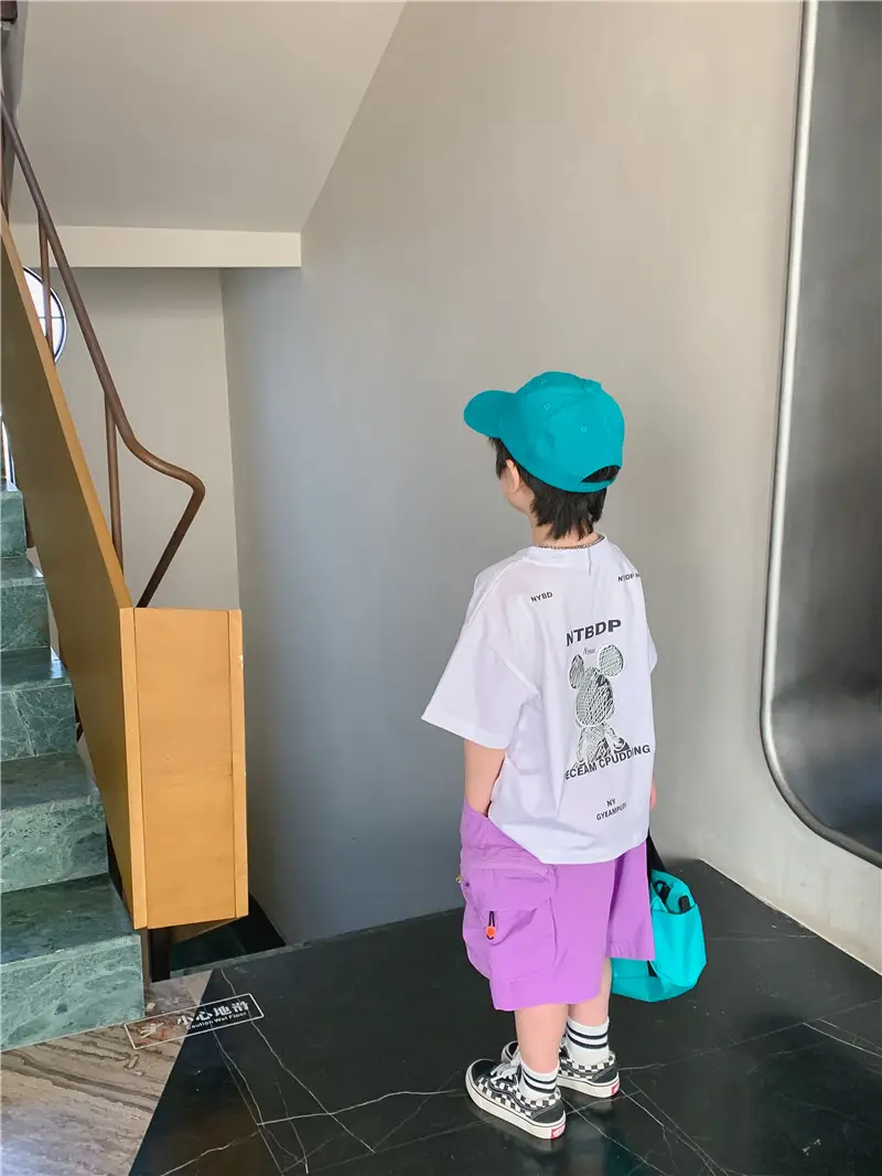 2025 Summer Boys T-Shirt White Purple Graphic Casual Top — feature 14