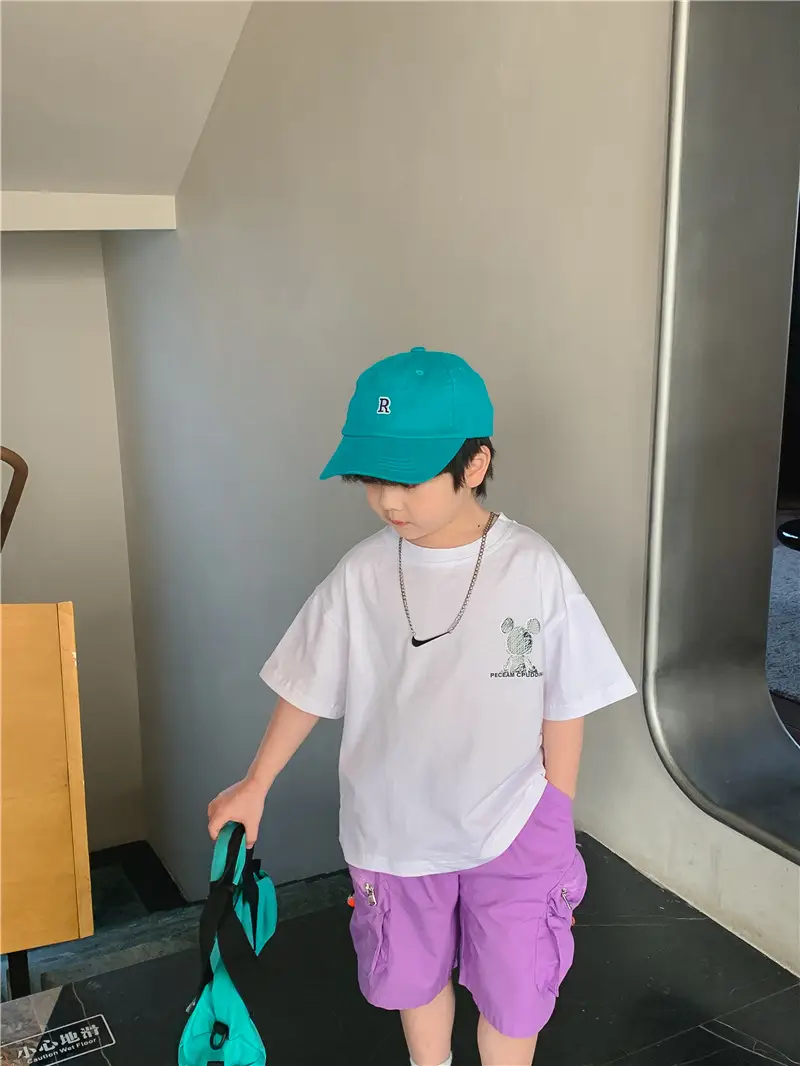 2025 Summer Boys T-Shirt White Purple Graphic Casual Top — feature 15