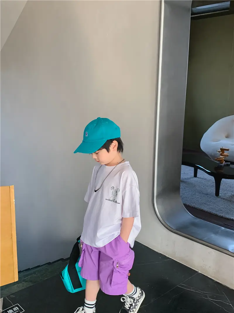 2025 Summer Boys T-Shirt White Purple Graphic Casual Top — feature 9