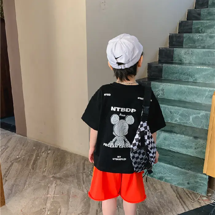 2025 Summer Boys T-Shirt White Purple Graphic Casual Top - Image 2
