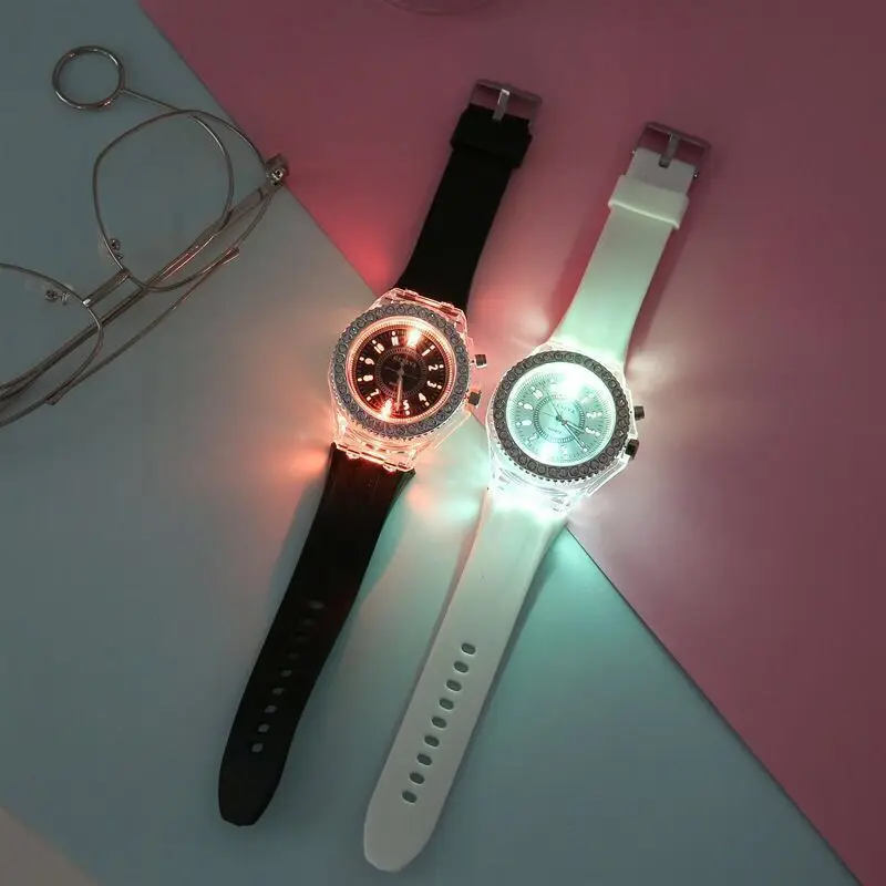 2023 Luminous Crystal Watch for Men Women White Silicone