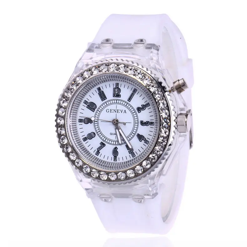 2023 Luminous Crystal Watch for Men Women White Silicone