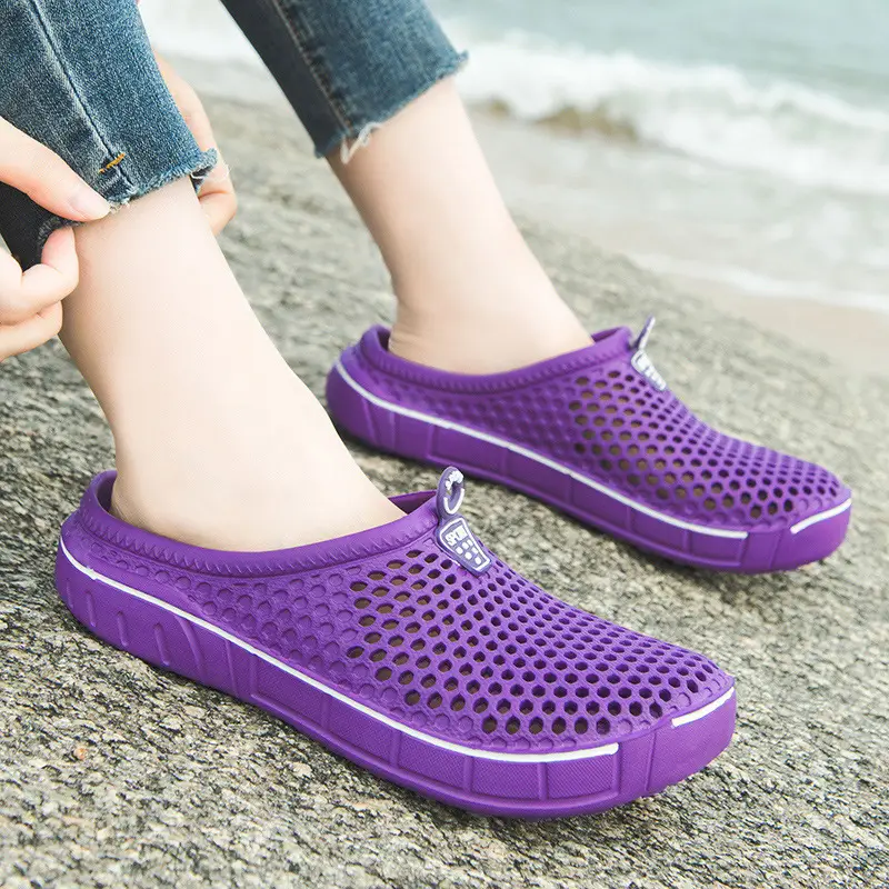 Brown Mesh Slip-On Casual Slippers for Men Women