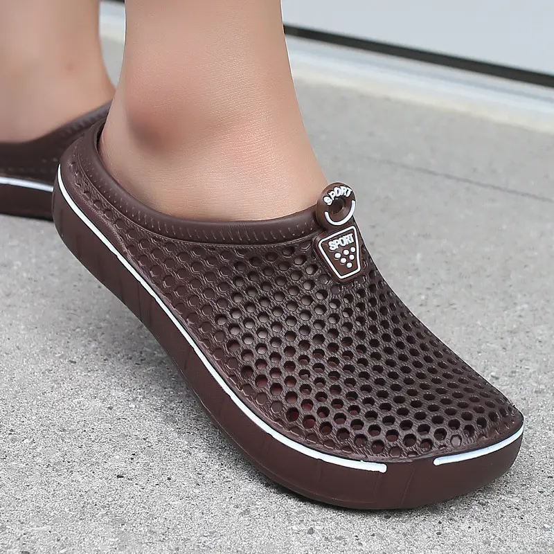 Brown Mesh Slip-On Casual Slippers for Men Women