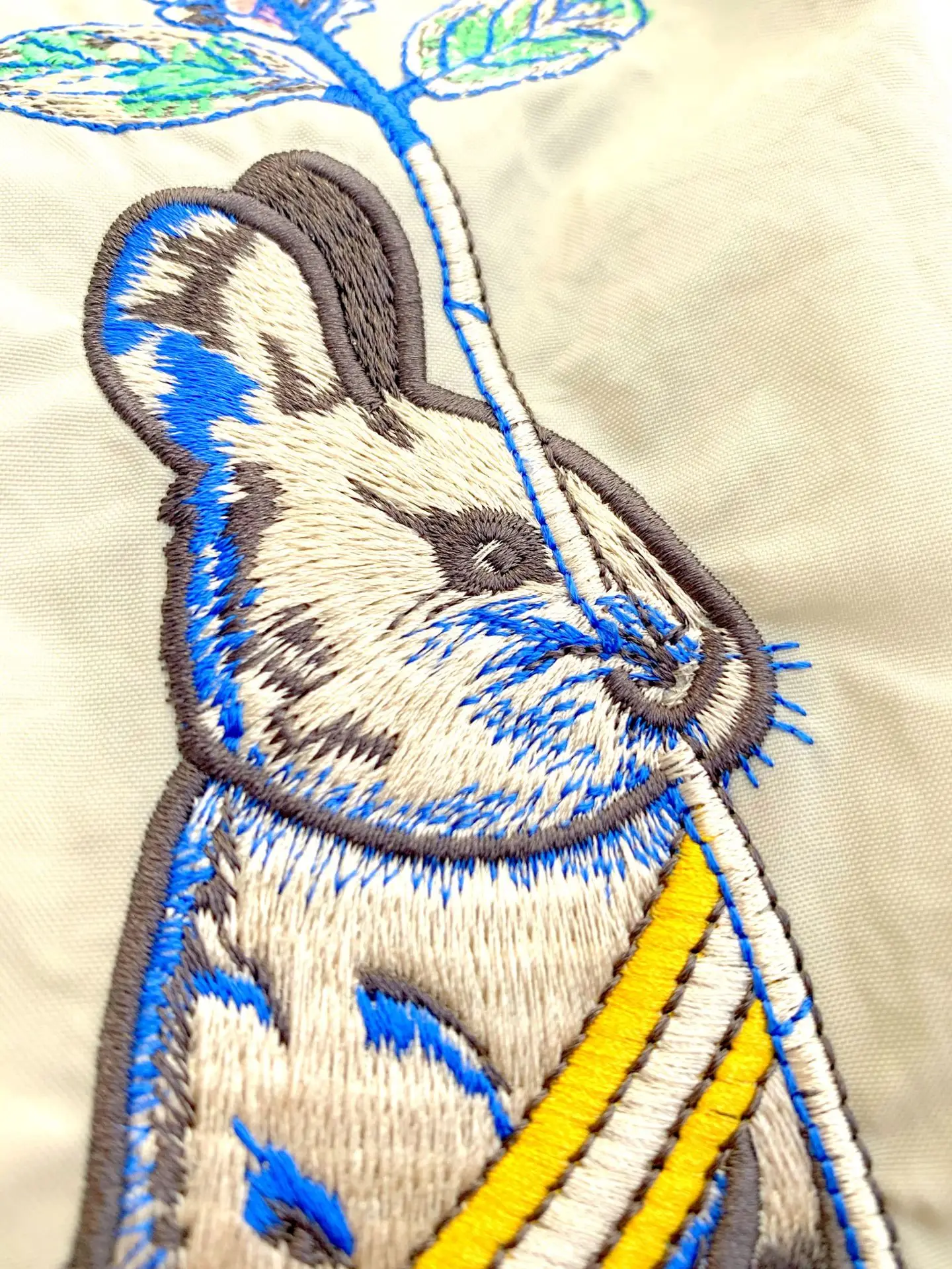 Pink Embroidered Rabbit Tote Bag with Orange Handles — feature 8
