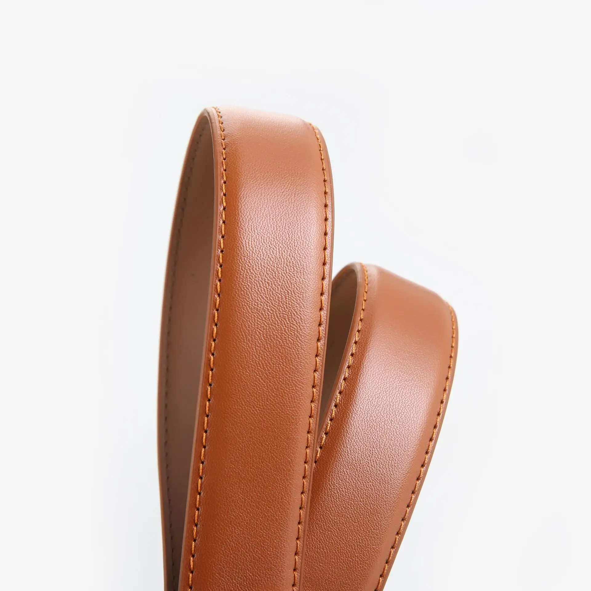 Women's Brown Cowhide Buckle Belt with Chain - Image 8