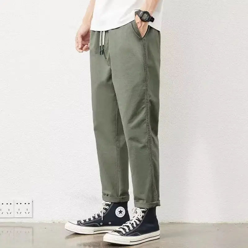 Men's Green Straight Ankle Pants Spring Autumn Thin Casual - Image 9