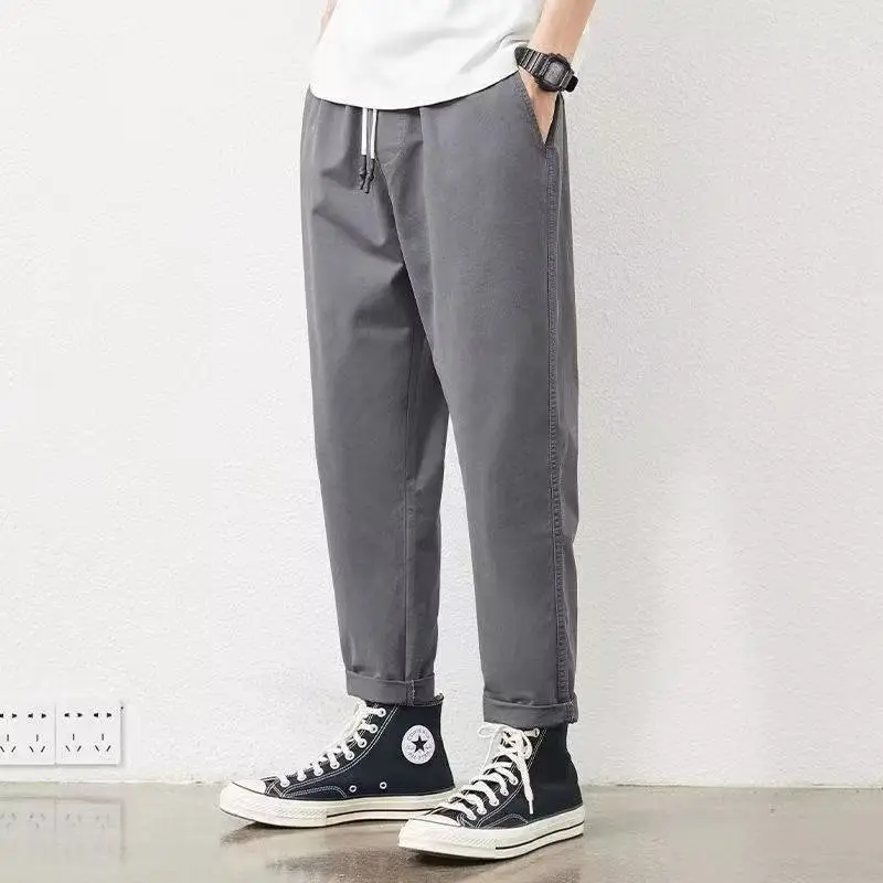 Men's Green Straight Ankle Pants Spring Autumn Thin Casual - Image 2