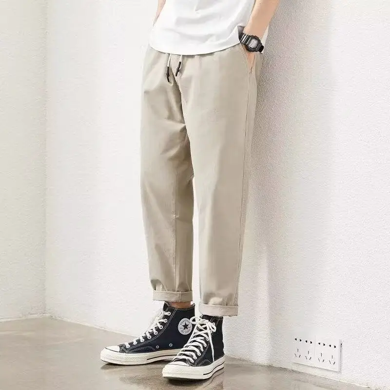 Men's Green Straight Ankle Pants Spring Autumn Thin Casual - Image 3