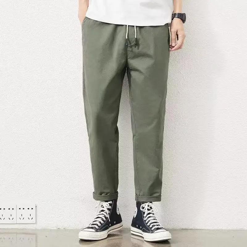 Men's Green Straight Ankle Pants Spring Autumn Thin Casual - Image 4