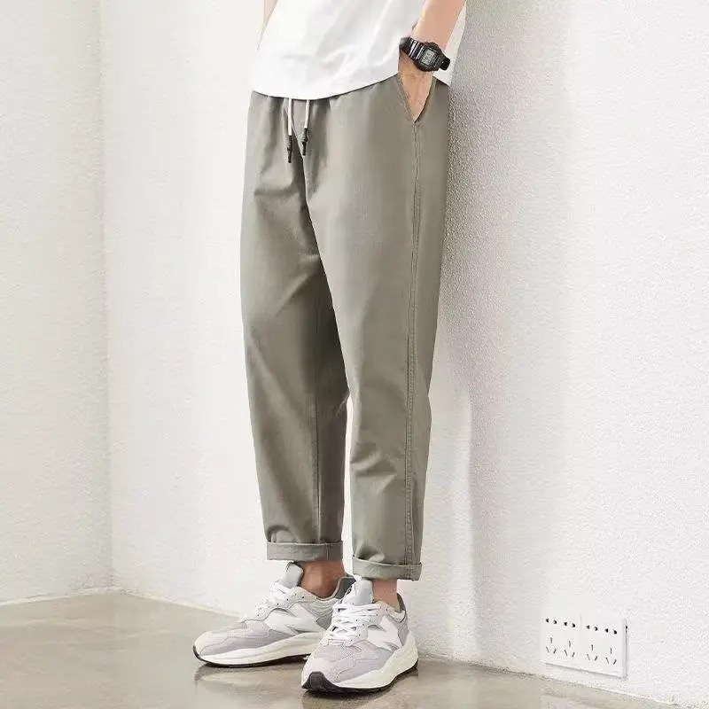 Men's Green Straight Ankle Pants Spring Autumn Thin Casual - Image 5