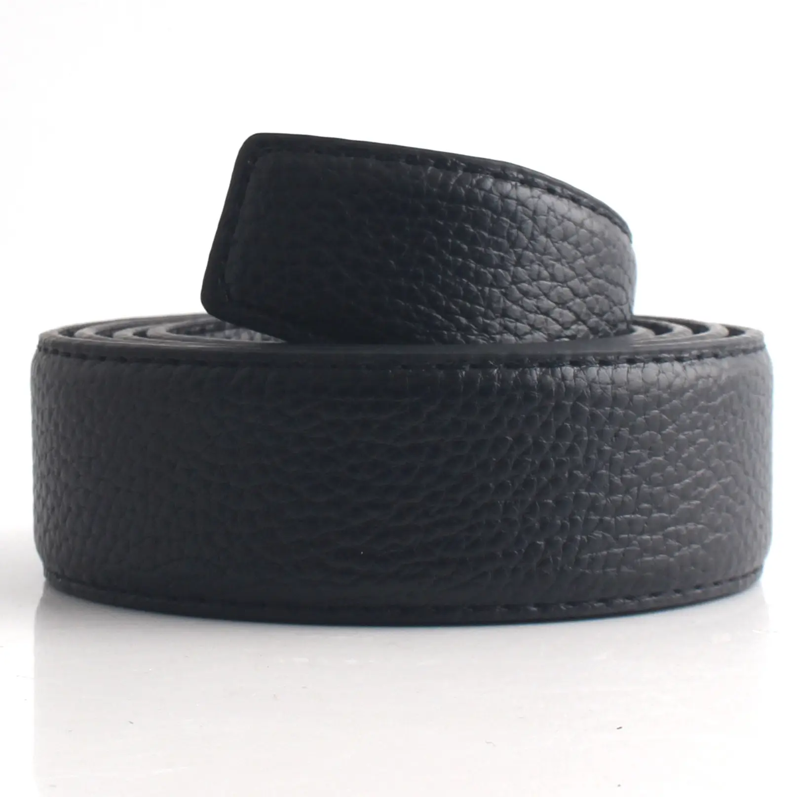 Hongsheng Genuine Leather Belt Strip Black Red Automatic Buckle