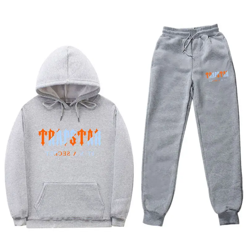 Trapstar Letter Printed Hoodie & Pants Set Maroon