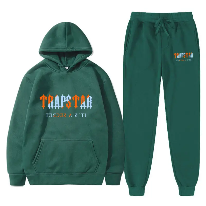 Trapstar Letter Printed Hoodie & Pants Set Maroon