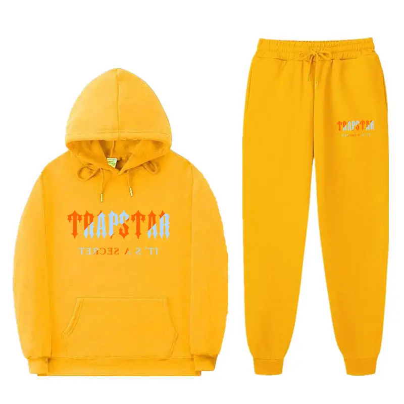 Trapstar Letter Printed Hoodie & Pants Set Maroon