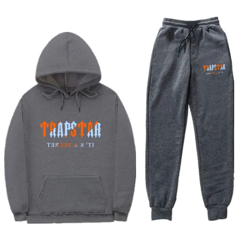 Trapstar Letter Printed Hoodie & Pants Set Maroon