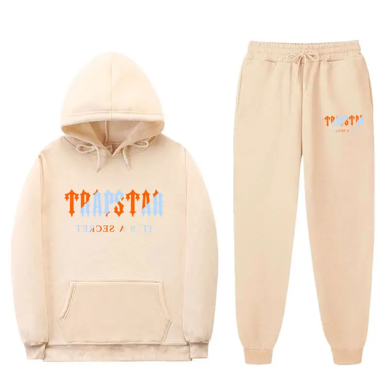 Trapstar Letter Printed Hoodie & Pants Set Maroon