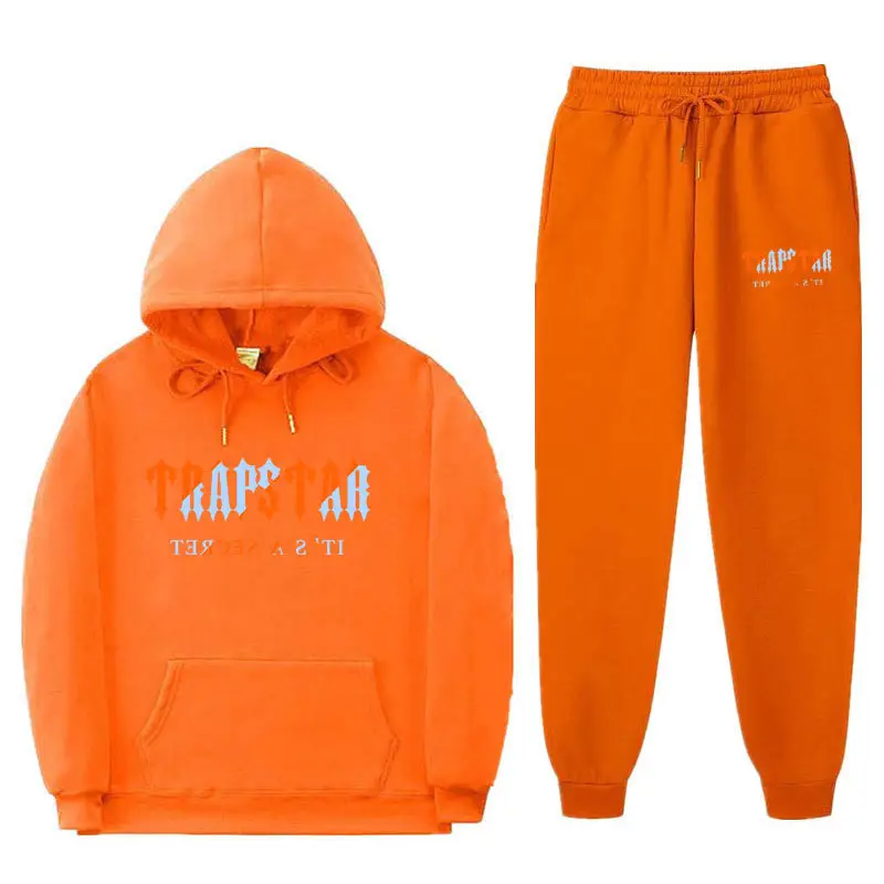 Trapstar Letter Printed Hoodie & Pants Set Maroon