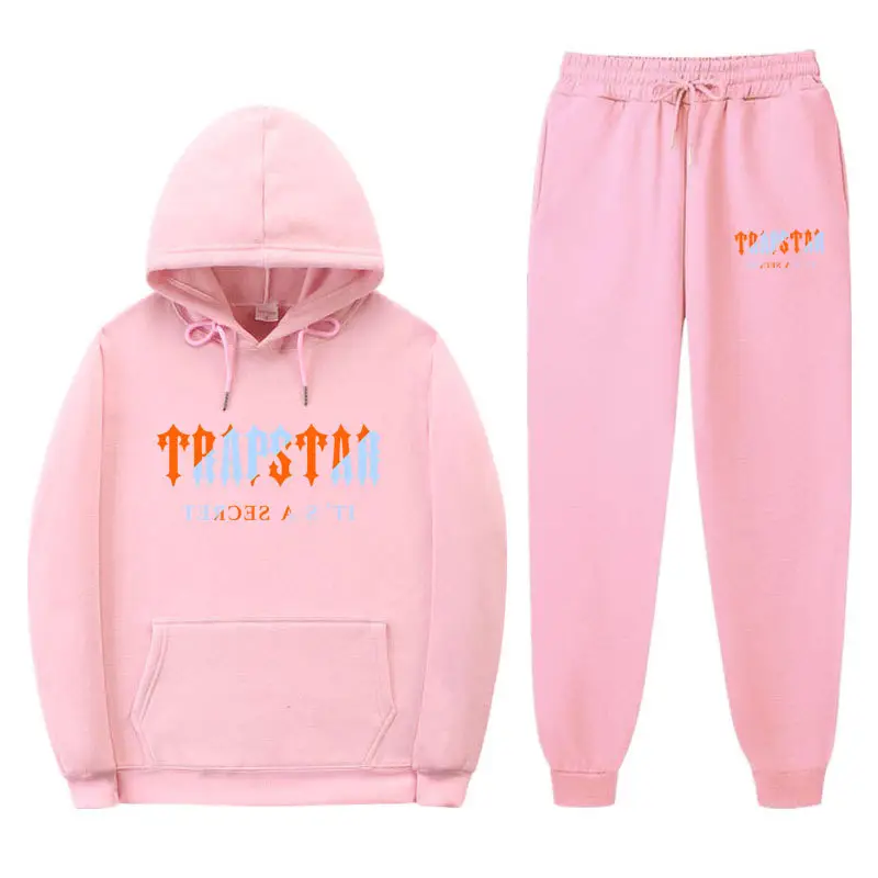 Trapstar Letter Printed Hoodie & Pants Set Maroon