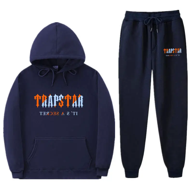 Trapstar Letter Printed Hoodie & Pants Set Maroon