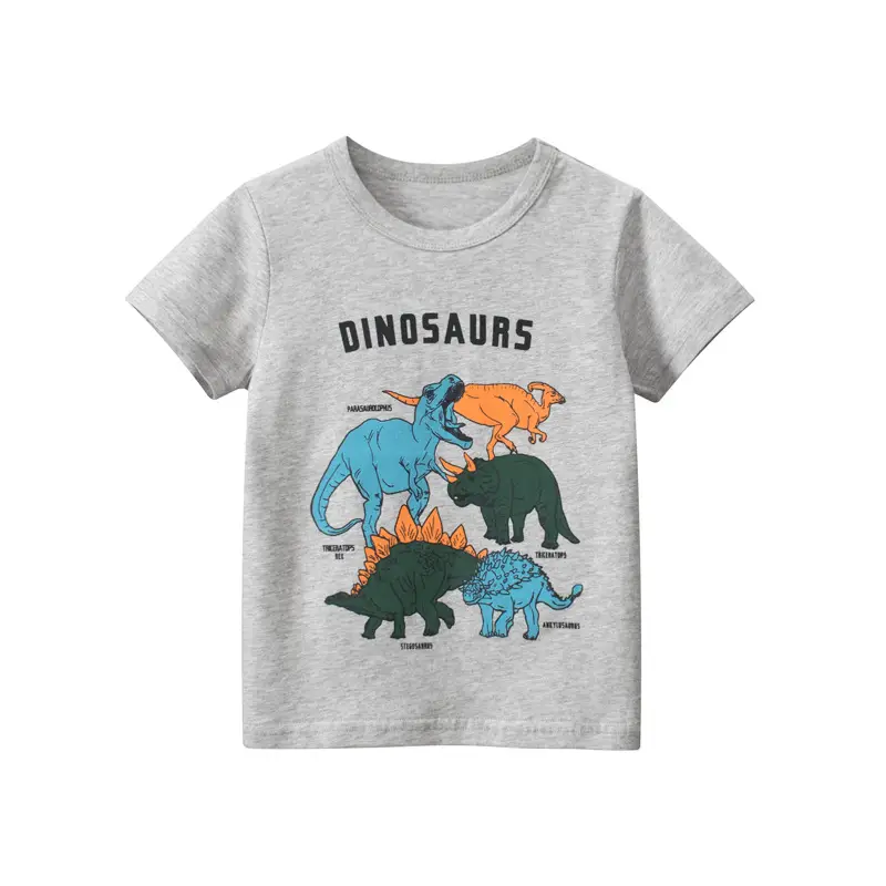 Kids Dinosaur T-Shirt Grey Short Sleeve 2026 - Image 2
