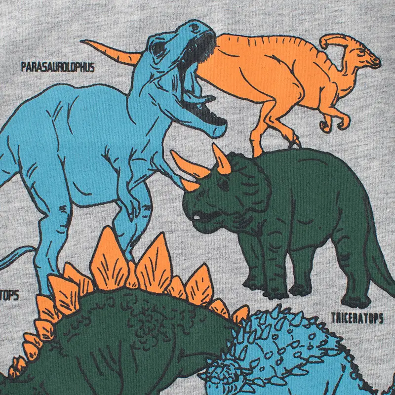 Kids Dinosaur T-Shirt Grey Short Sleeve 2026 - Image 3