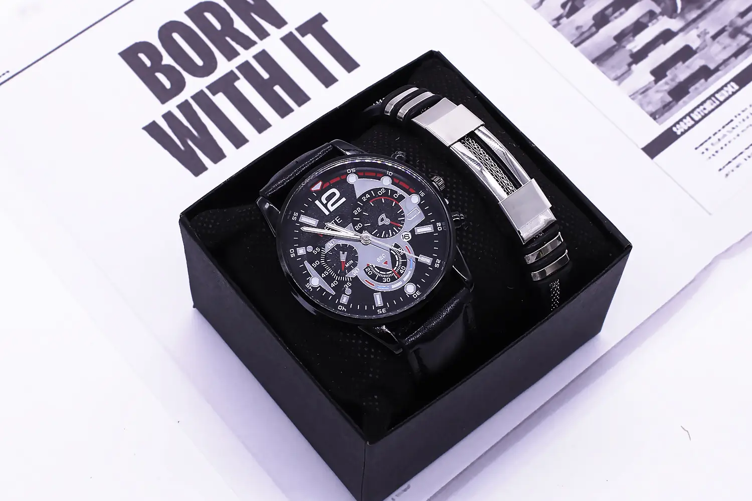 Men's Brown Leather Watch with Blue Dial & Quartz Movement — feature 8