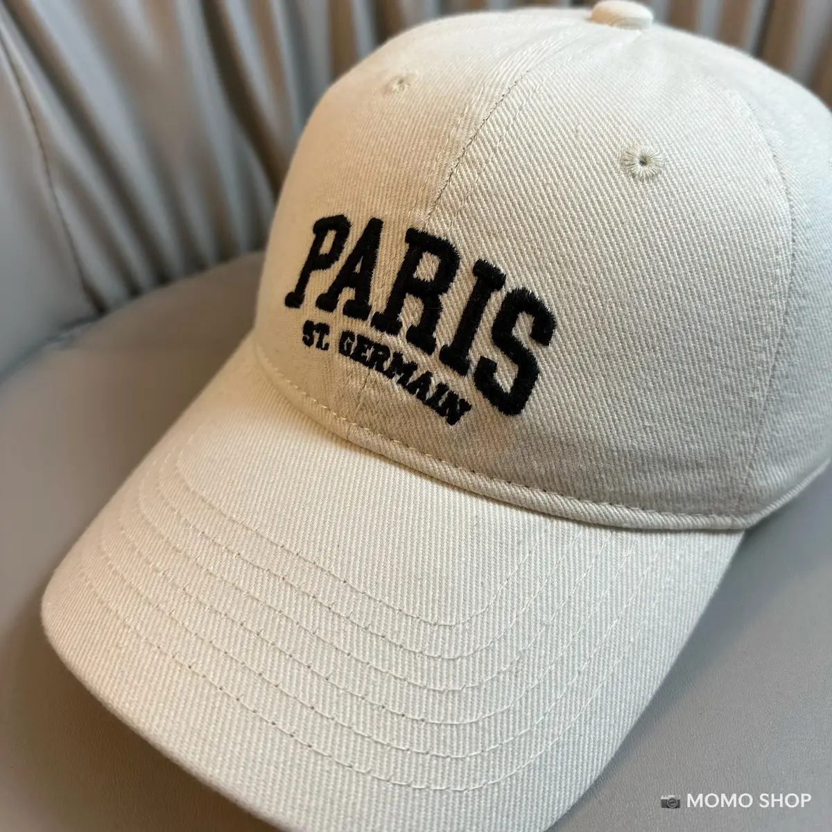 Paris Embroidered Cap for Men Women White - Image 12