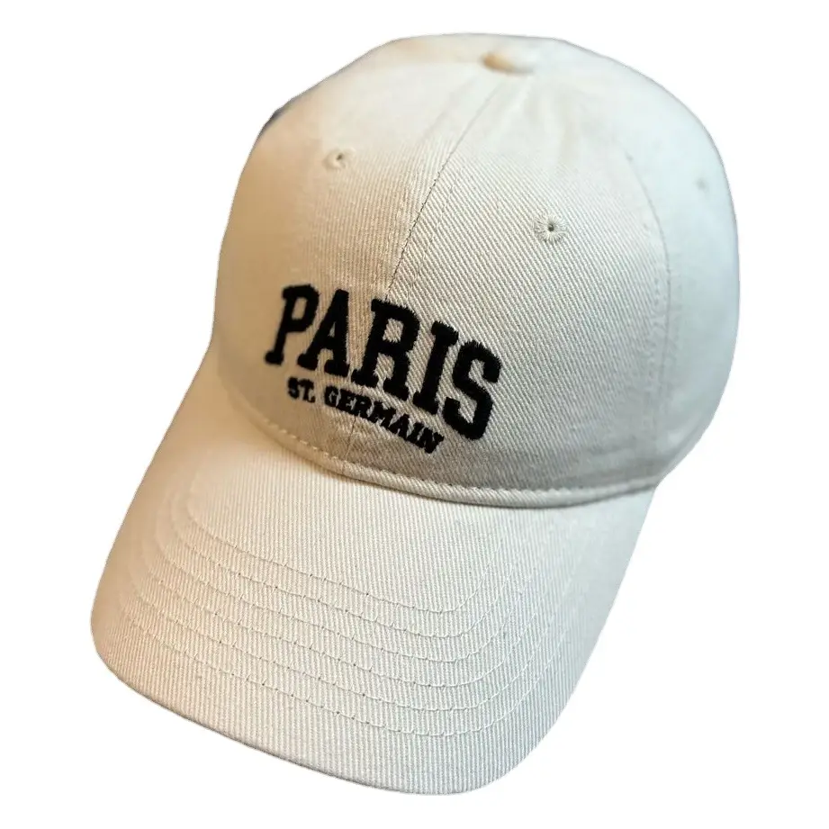Paris Embroidered Cap for Men Women White