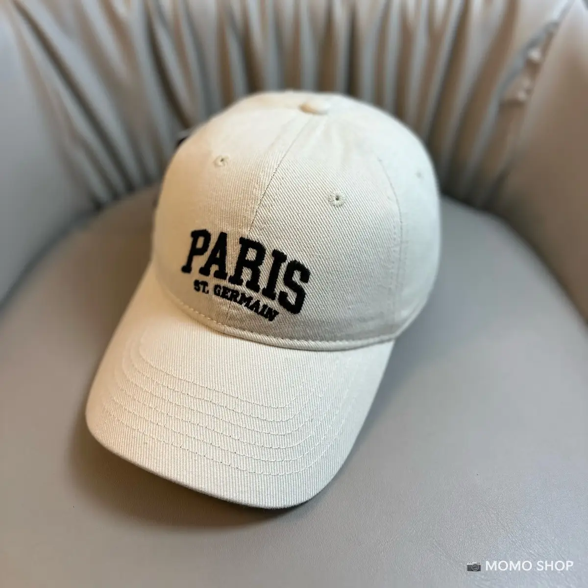 Paris Embroidered Cap for Men Women White - Image 3