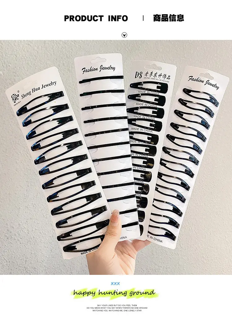Black Hairpins for Women Side Bangs Clip Top Large — feature 2