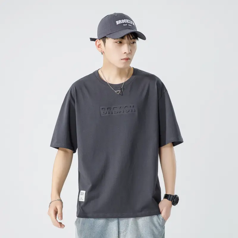 Xuan Haipeng Men's Grey Heavyweight T-Shirt Short Sleeve