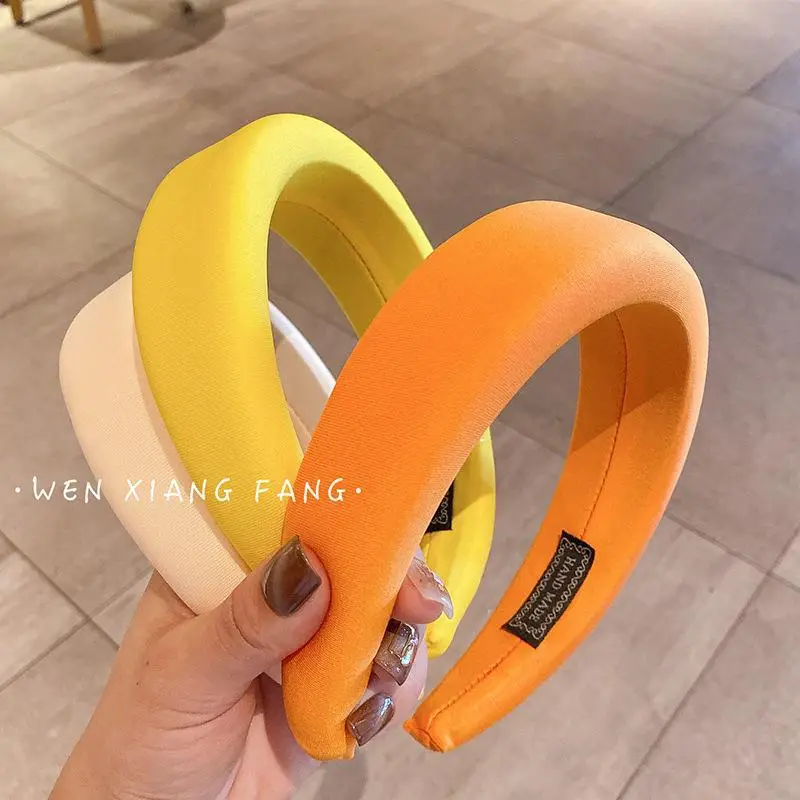 Women's Yellow Thick Sponge Hair Hoop Wide Side - Image 14