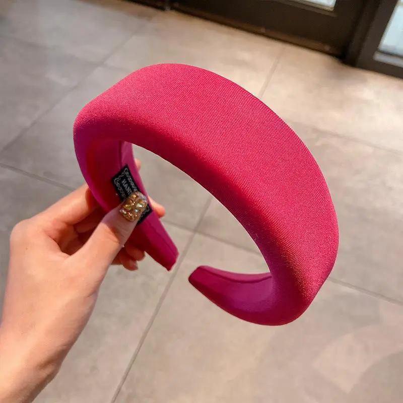 Women's Yellow Thick Sponge Hair Hoop Wide Side - Image 2
