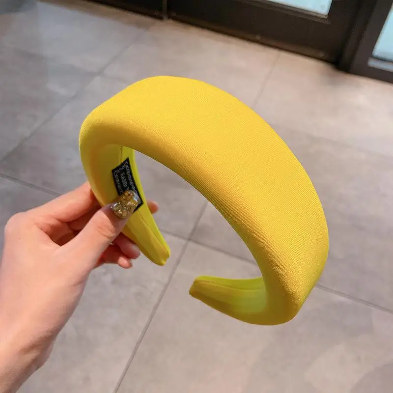 Women's Yellow Thick Sponge Hair Hoop Wide Side - Image 7